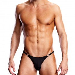Blueline Performance Microfiber Thong with Metal Rings Sports Brief Black